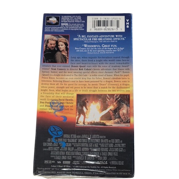 Dragonheart VHS, 1997 You Will Believe Dennis Quaid Sean Connery - Picture 2 of 4
